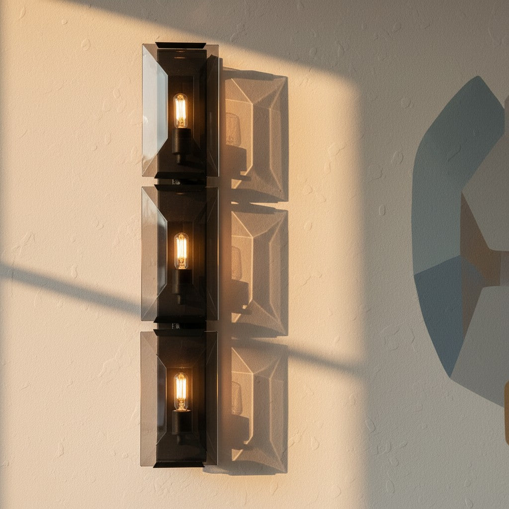 Modern Metal & Crystal Vertical Wall Sconce