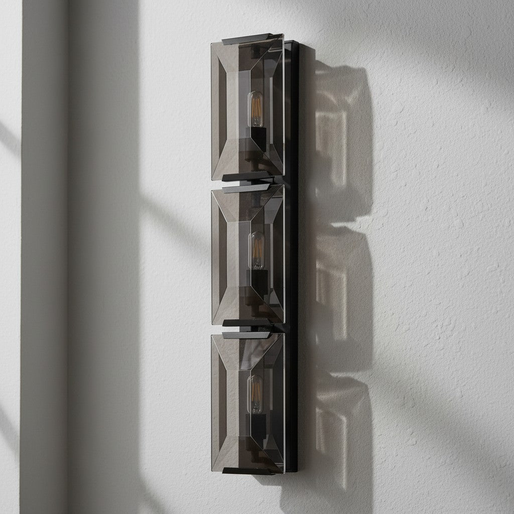 Modern Metal & Crystal Vertical Wall Sconce
