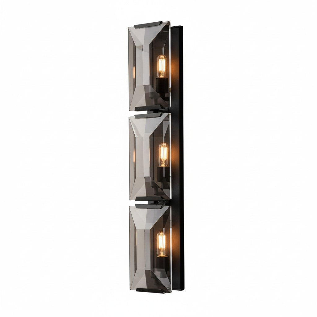 Modern Metal & Crystal Vertical Wall Sconce