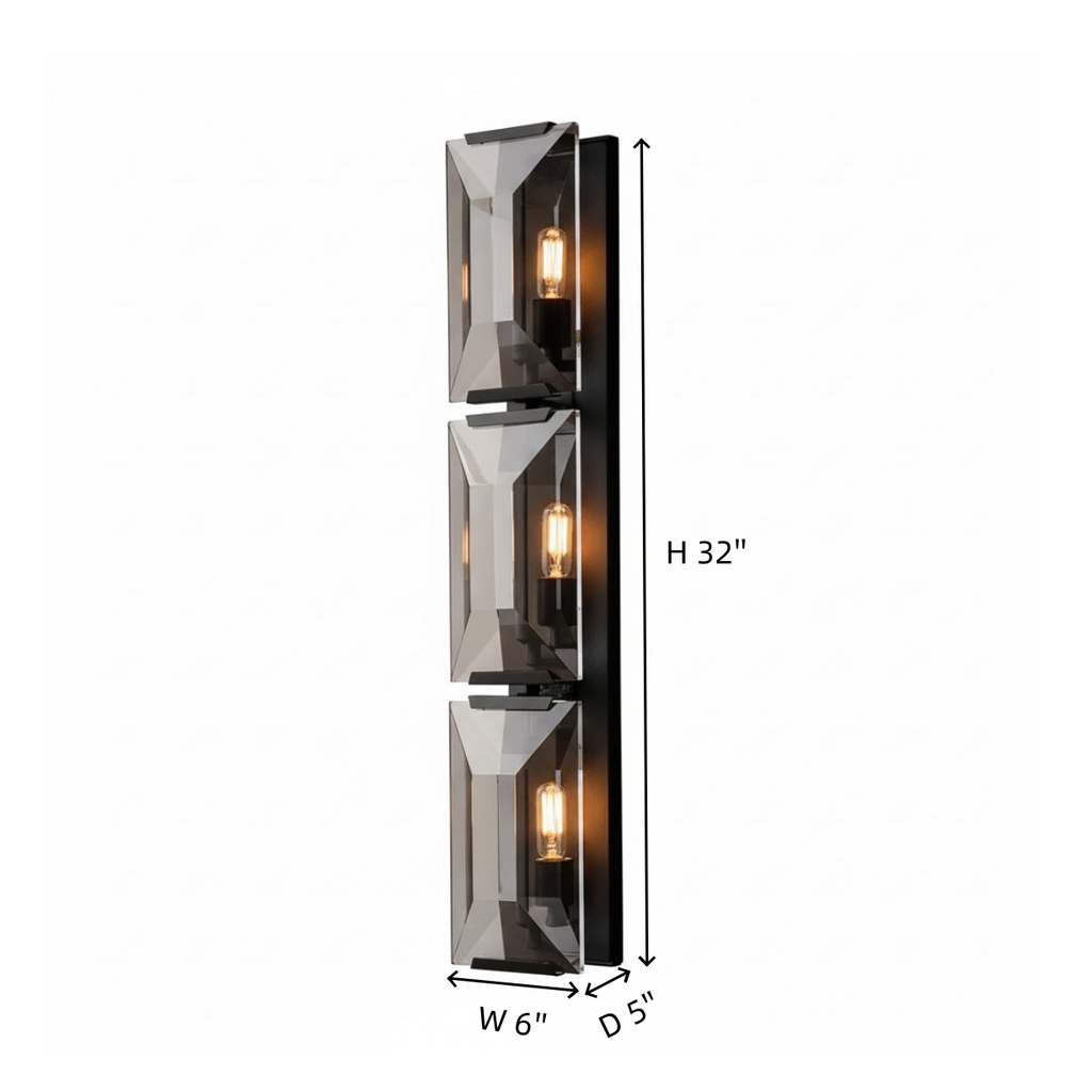 Modern Metal & Crystal Vertical Wall Sconce