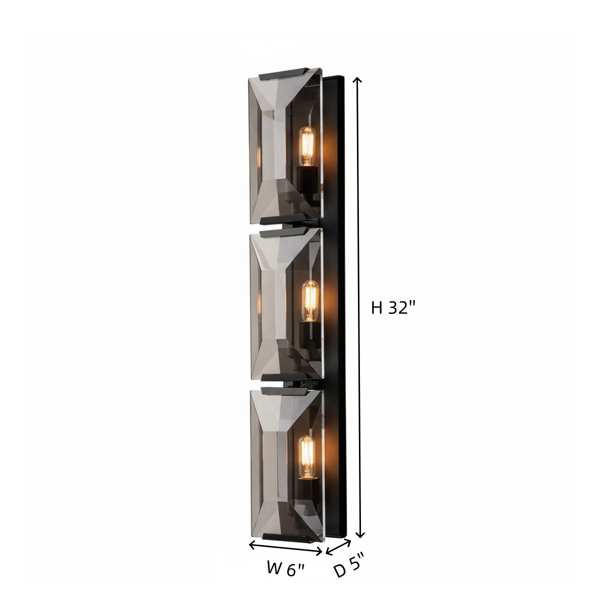 Modern Metal & Crystal Vertical Wall Sconce