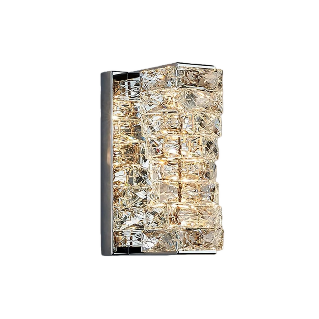 Luxury Stainless Steel & Crystal Cylinder Wall Sconce