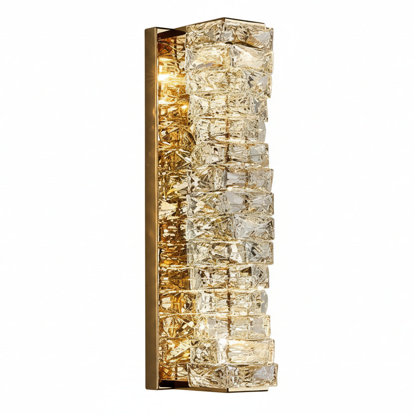 Luxury Stainless Steel & Crystal Cylinder Wall Sconce