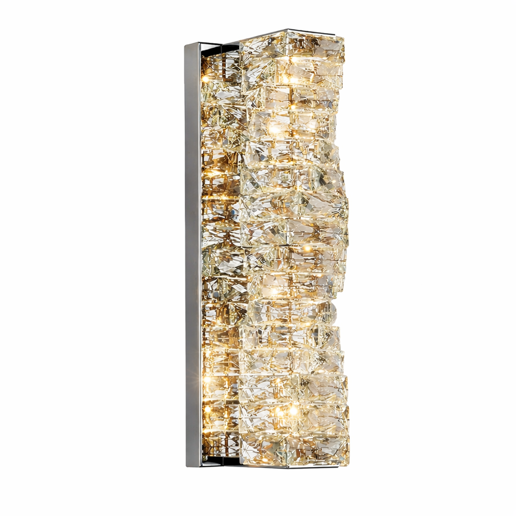 Luxury Stainless Steel & Crystal Cylinder Wall Sconce