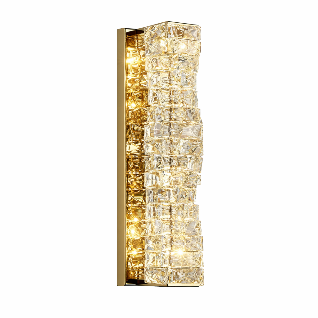 Luxury Stainless Steel & Crystal Cylinder Wall Sconce