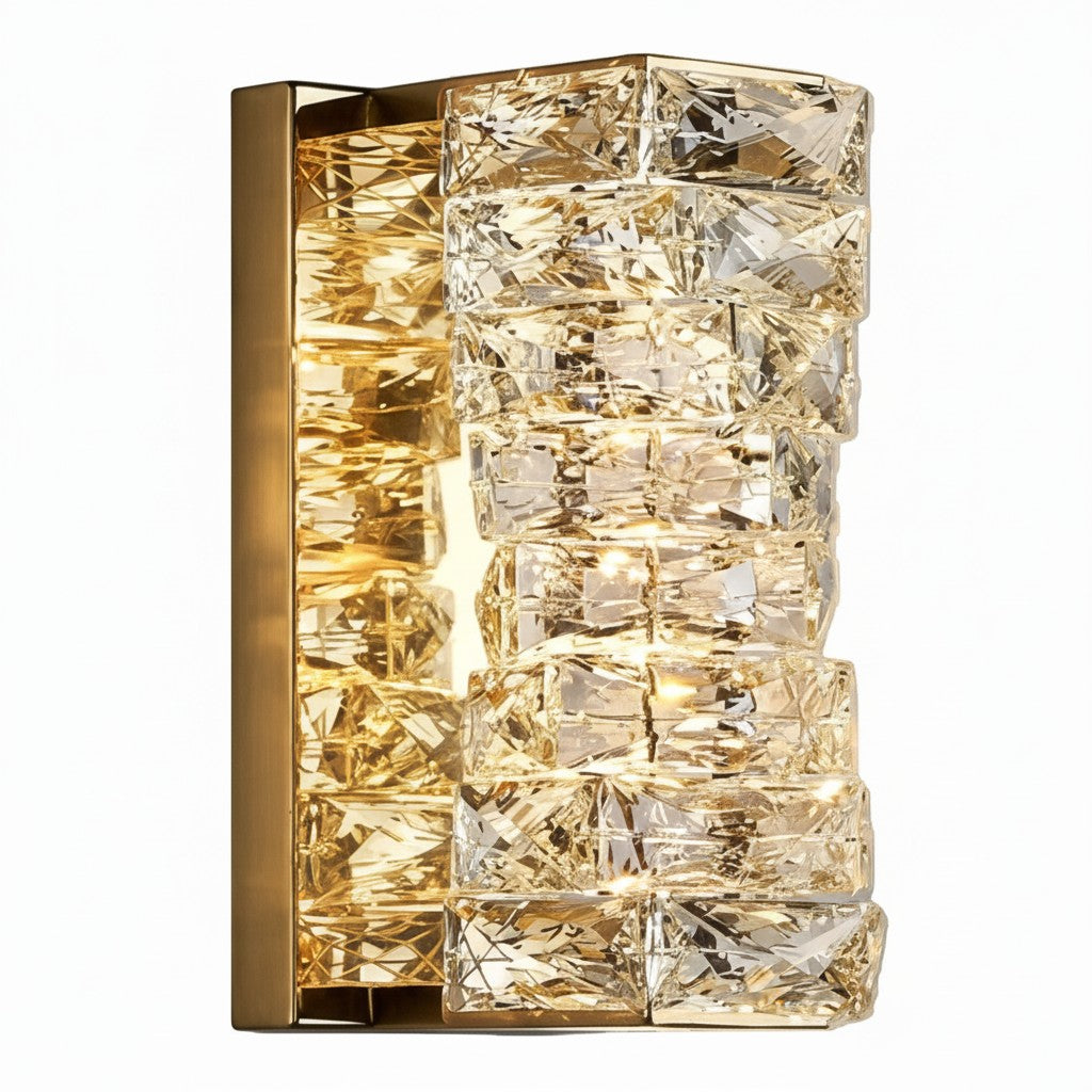 Luxury Stainless Steel & Crystal Cylinder Wall Sconce