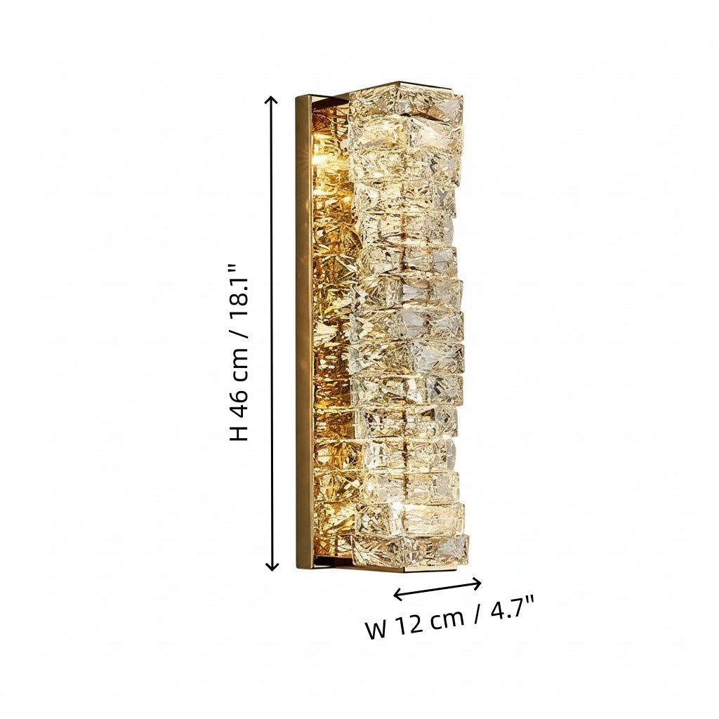 Luxury Stainless Steel & Crystal Cylinder Wall Sconce