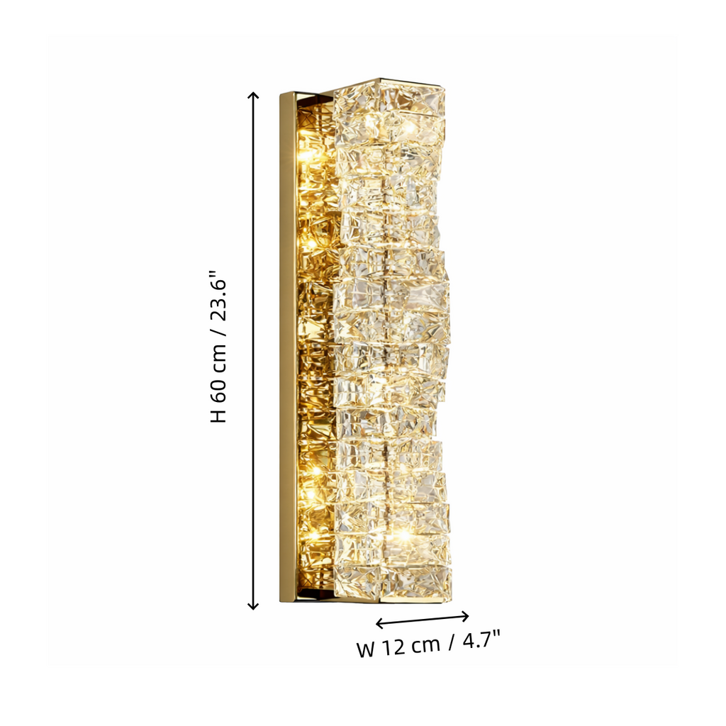 Luxury Stainless Steel & Crystal Cylinder Wall Sconce