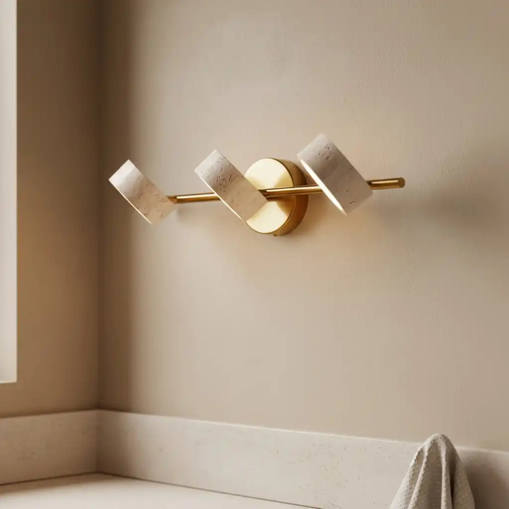 Wabi-Sabi Natural Travertine Metal Wall Light