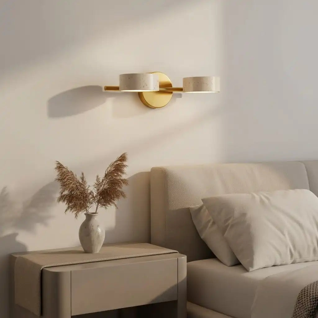 Wabi-Sabi Natural Travertine Metal Wall Light