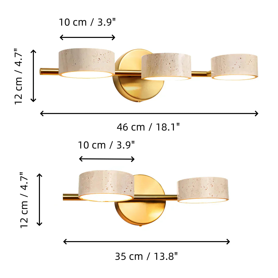 Wabi-Sabi Natural Travertine Metal Wall Light