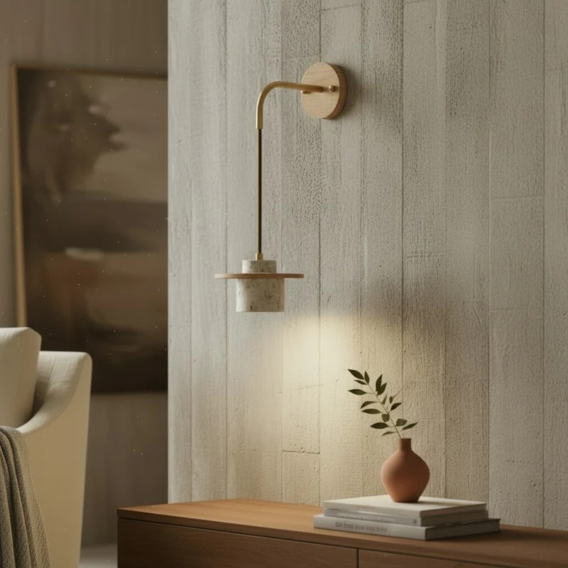 Wabi-Sabi Travertine Stone Wall Sconce